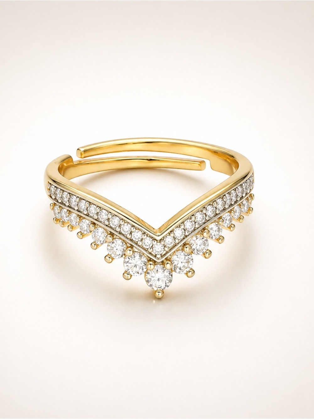 24K Gold Filled CZ Pave Chevron Ring (3312)